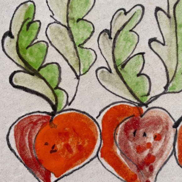 VTG 1960s 1970s Italian Ceramic Tile Radishes Art or Trivet - Picture 3 of 9